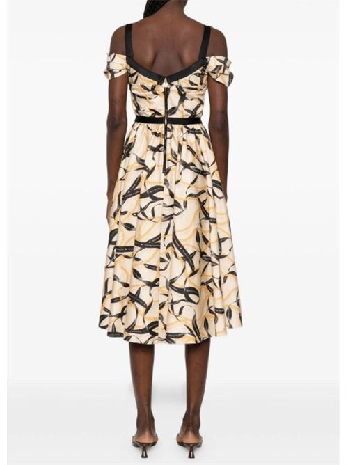 Abito midi con spalle scoperte e stampa a nastro ELISABETTA FRANCHI | AB91061E2.045